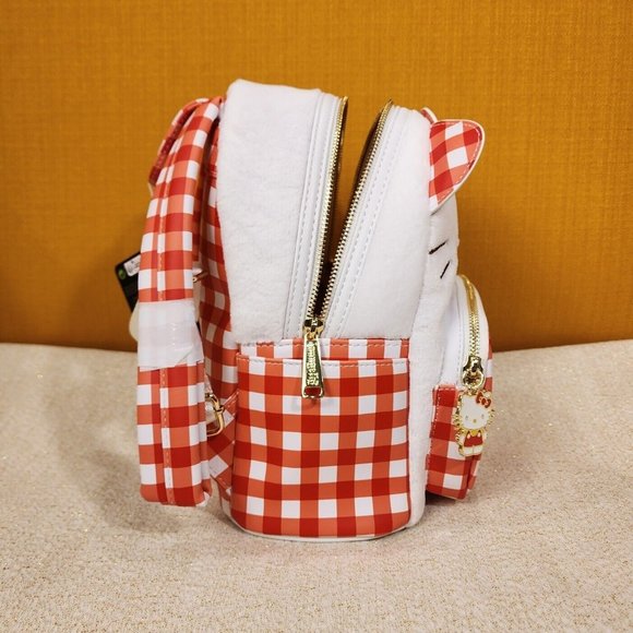 Loungefly Sanrio Hello Kitty Gingham Cosplay Mini Backpack Plush NEW - Picture 12 of 13